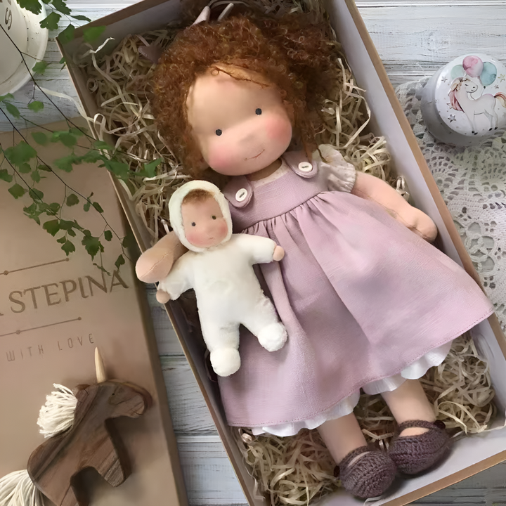 Handgefertigte Waldorf-Kuschelpuppe