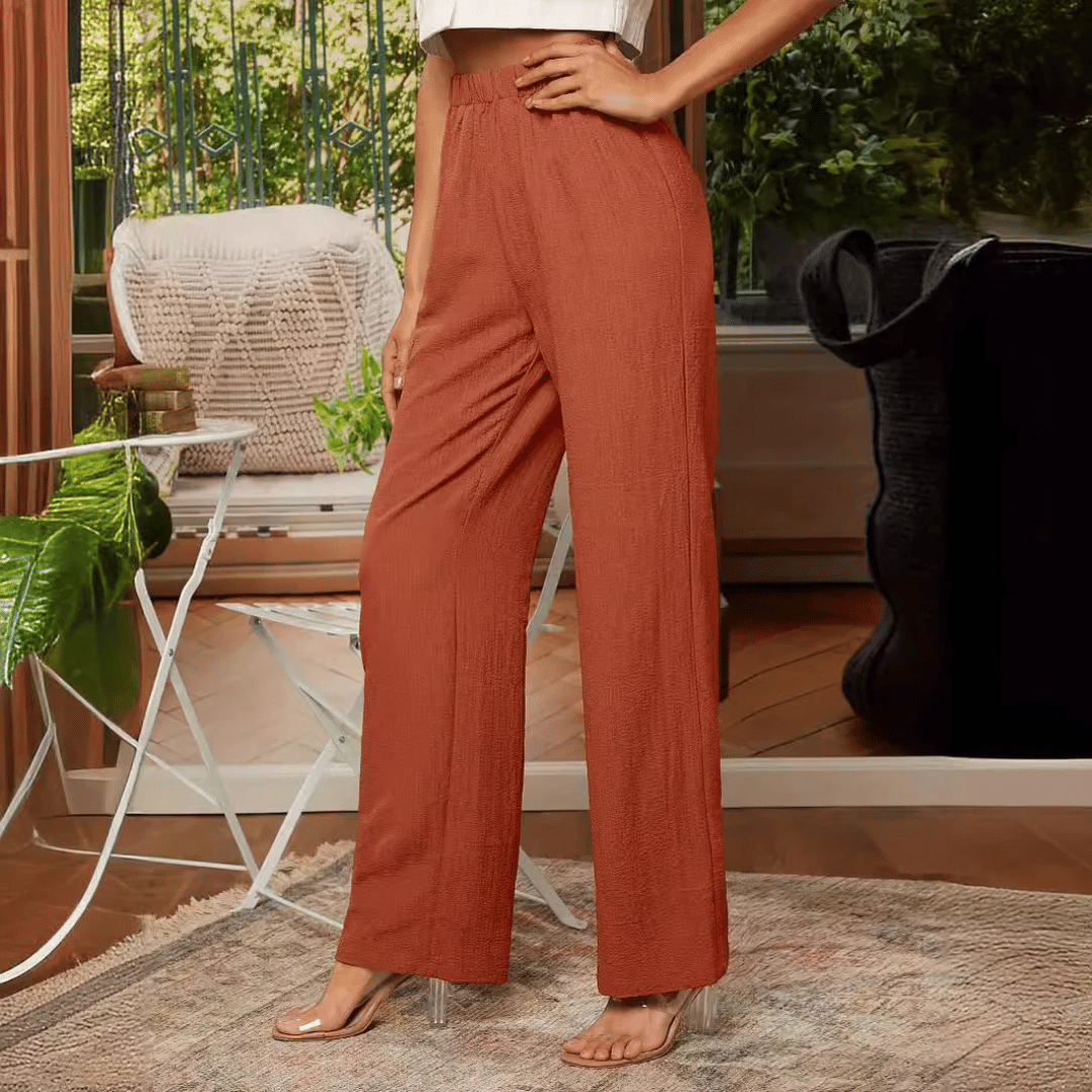 Damenhose mit geradem Bein und elastischem Bund