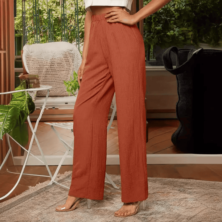 Damenhose mit geradem Bein und elastischem Bund