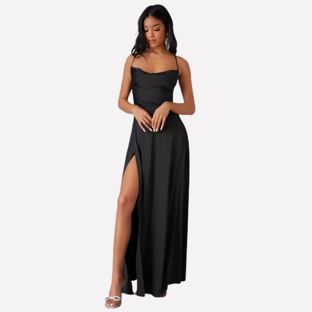 Damen Rückenfreies Maxi-Kleid mit Hohem Seitenschlitz
