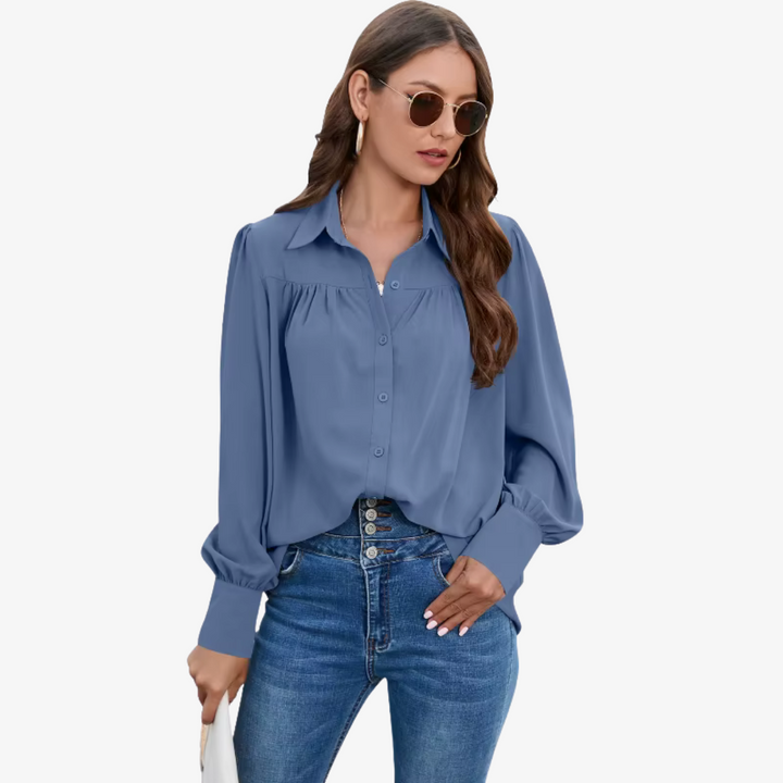 Elegante Chiffonbluse mit Laternenärmeln