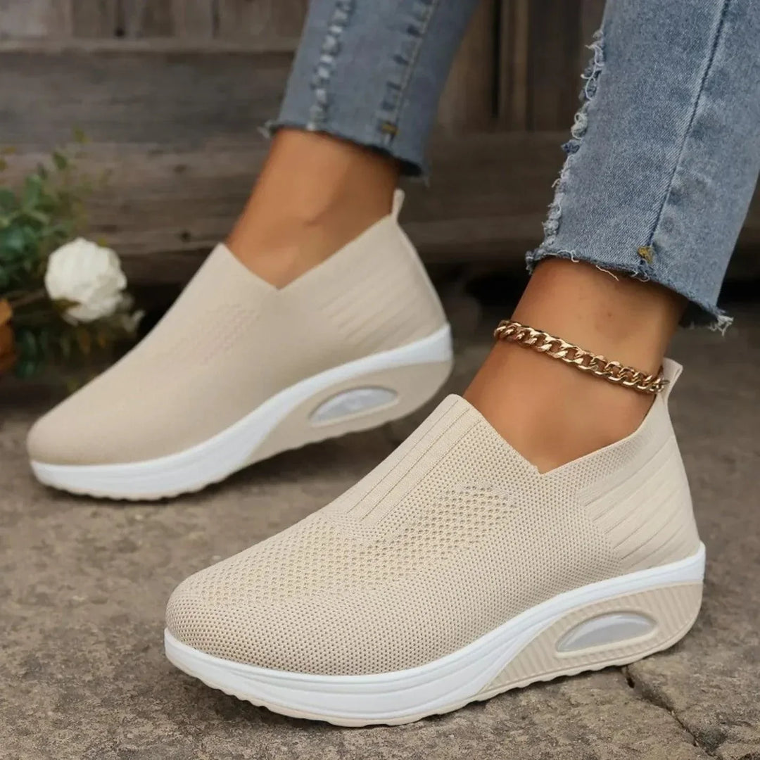 Damen Slip On Sommer Sneaker mit Texturierte Oberfläche