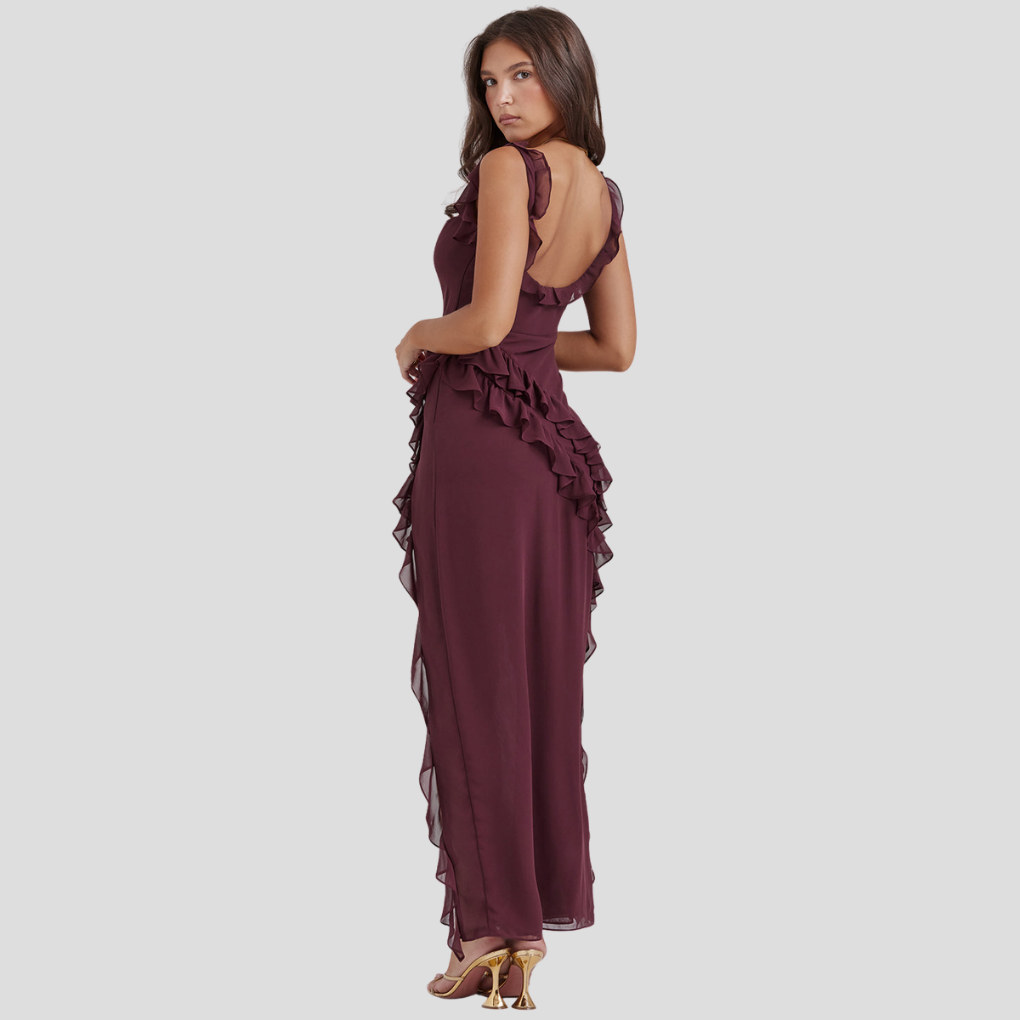 Melantha-Kleid mit Rüschendetails und verstellbaren Trägern