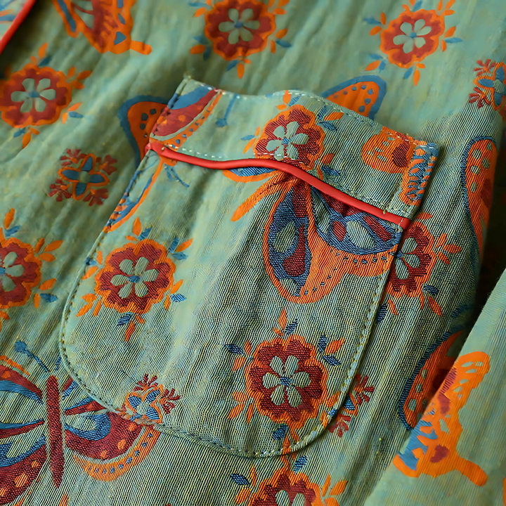 2-teilige Baumwoll-Loungewear mit Schmetterlingsprint