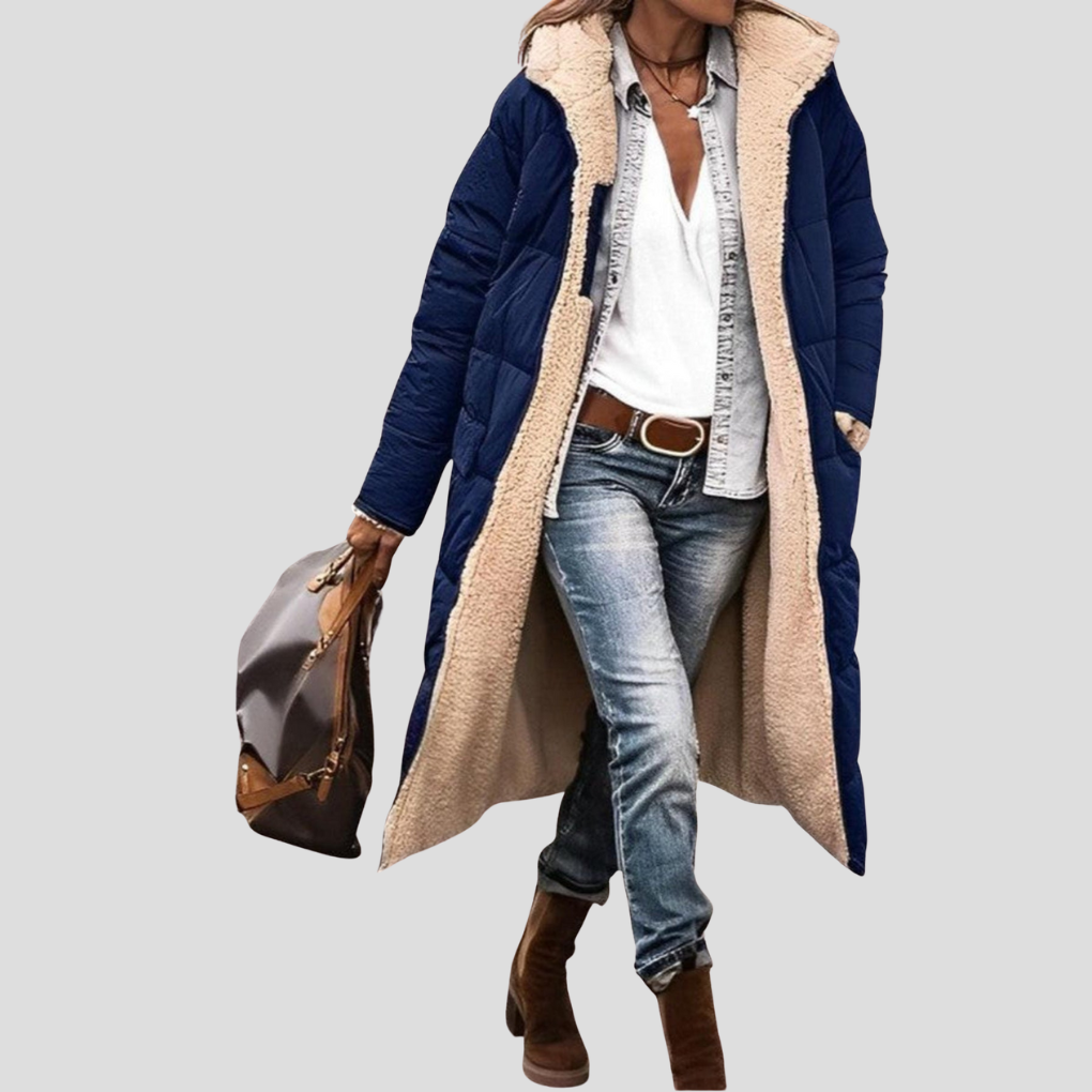 Langer, wendbarer Wintermantel für Damen