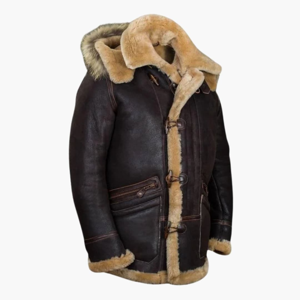 Herren Winterjacke mit Schaffellkapuze