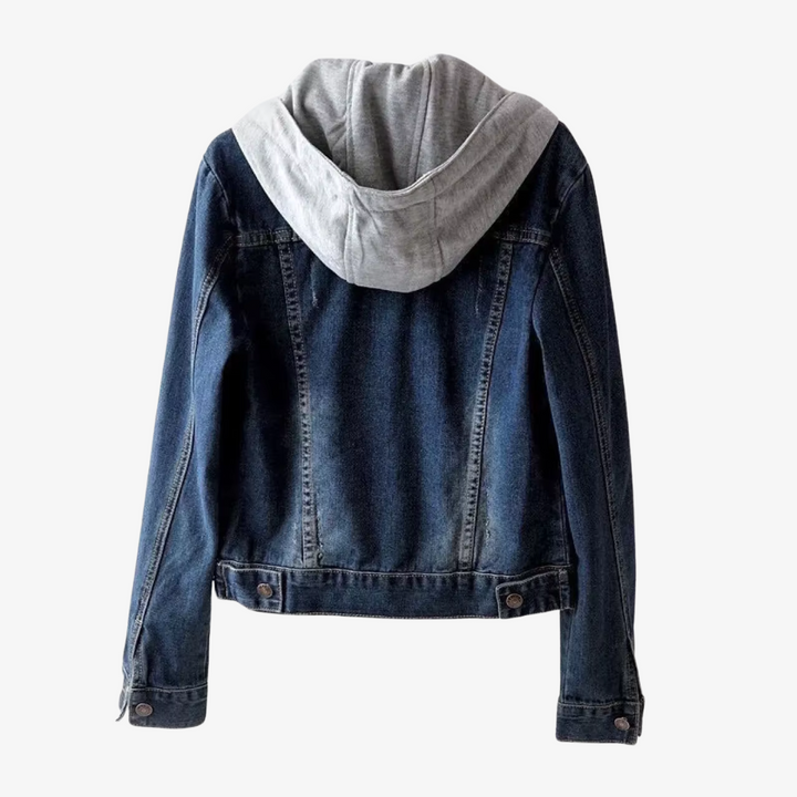 Stilvolle, kurze Jeansjacke mit Kapuze für Damen