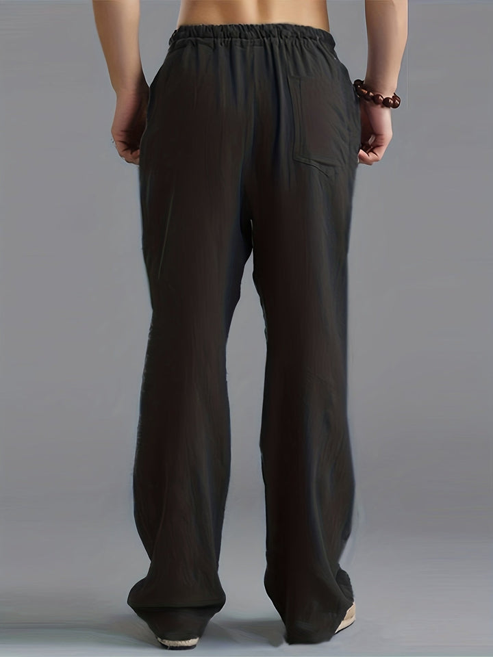 Herren Leinenhose mit elastischem Bund und Taschen für den Sommer