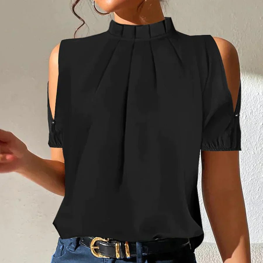 Damen Sommerbluse mit kurzen Ärmeln und Schulter Cut-Outs