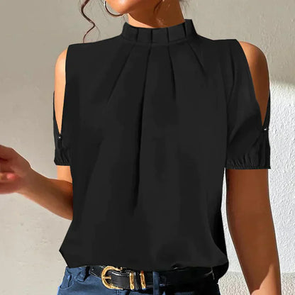 Damen Sommerbluse mit kurzen Ärmeln und Schulter Cut-Outs