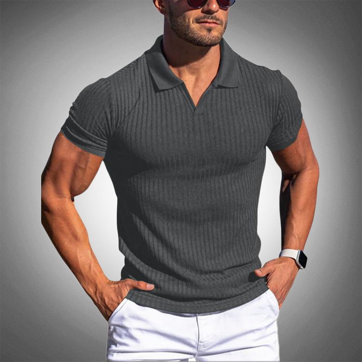 Herren Poloshirt für den Sommer mit kurzen Ärmeln und Ripptextur