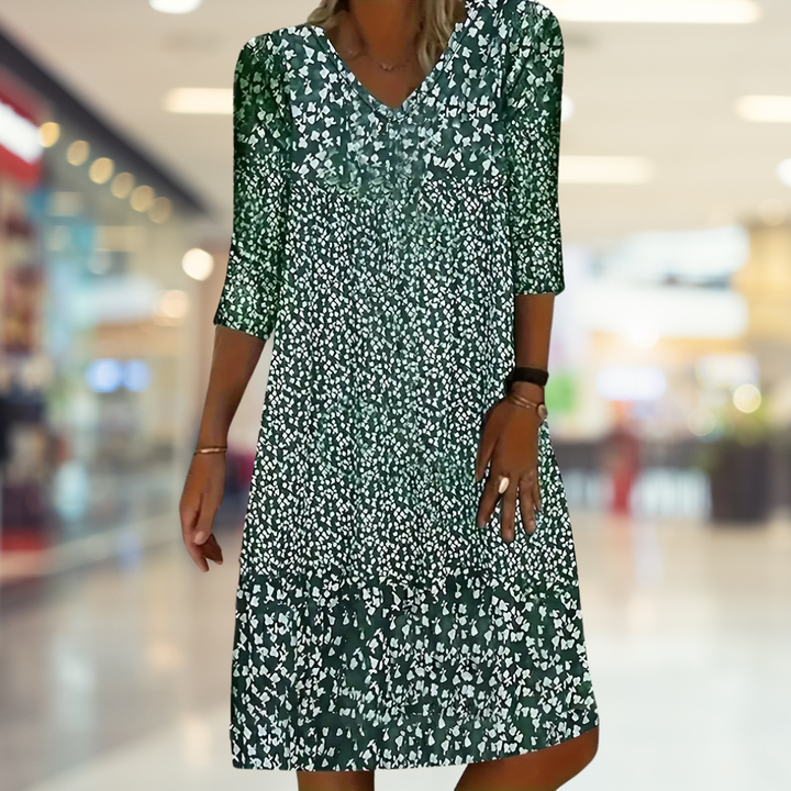 Damen Midikleid für den Sommer mit V-Ausschnitt und Dreiviertelärmeln