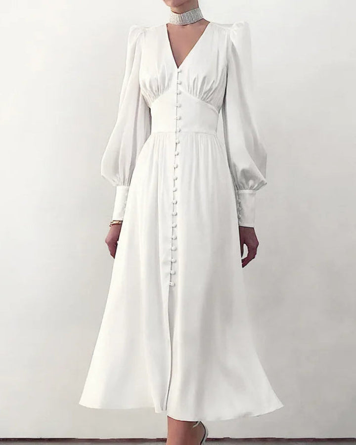 Elegantes Maxikleid aus Satin mit V-Ausschnitt