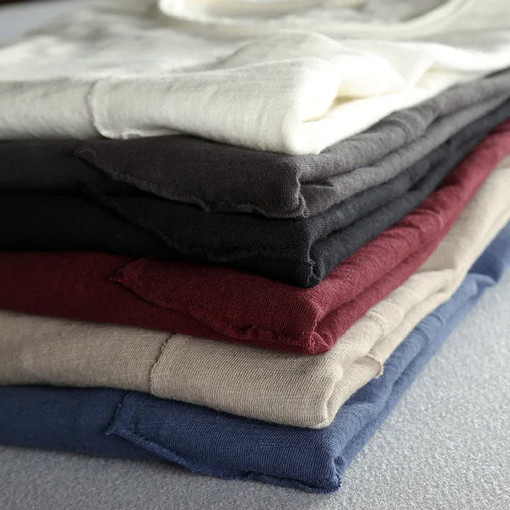 Vintage-Baumwollshirt mit langen Ärmeln und Rundhalsausschnitt