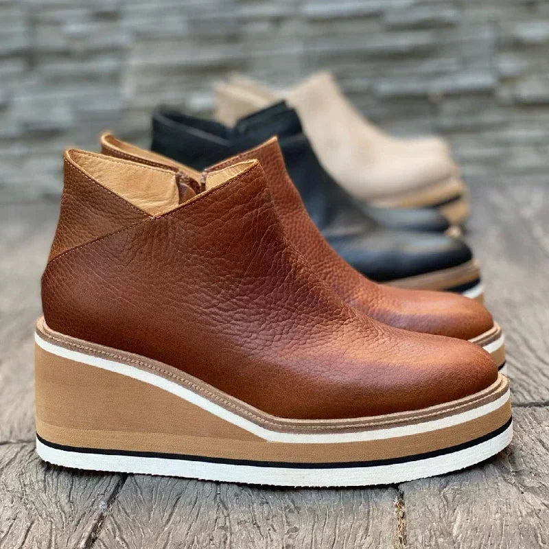 Damen-Keilabsatzstiefeletten mit Vintage-Charme