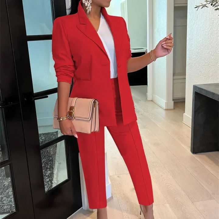 Damen Blazer und Hosen Set mit einem Knopf