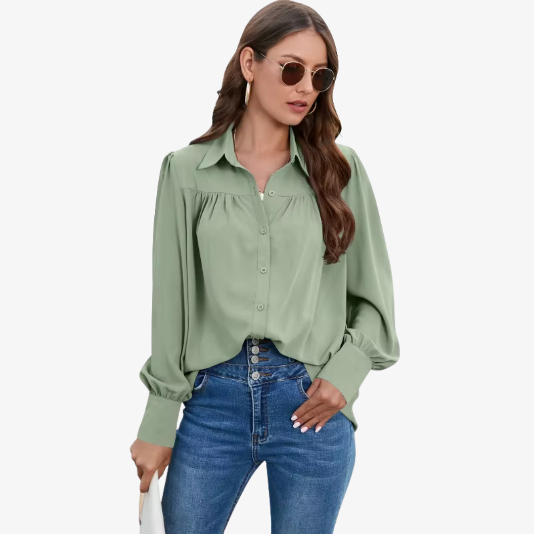 Elegante Chiffonbluse mit Laternenärmeln