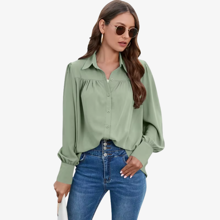 Elegante Chiffonbluse mit Laternenärmeln
