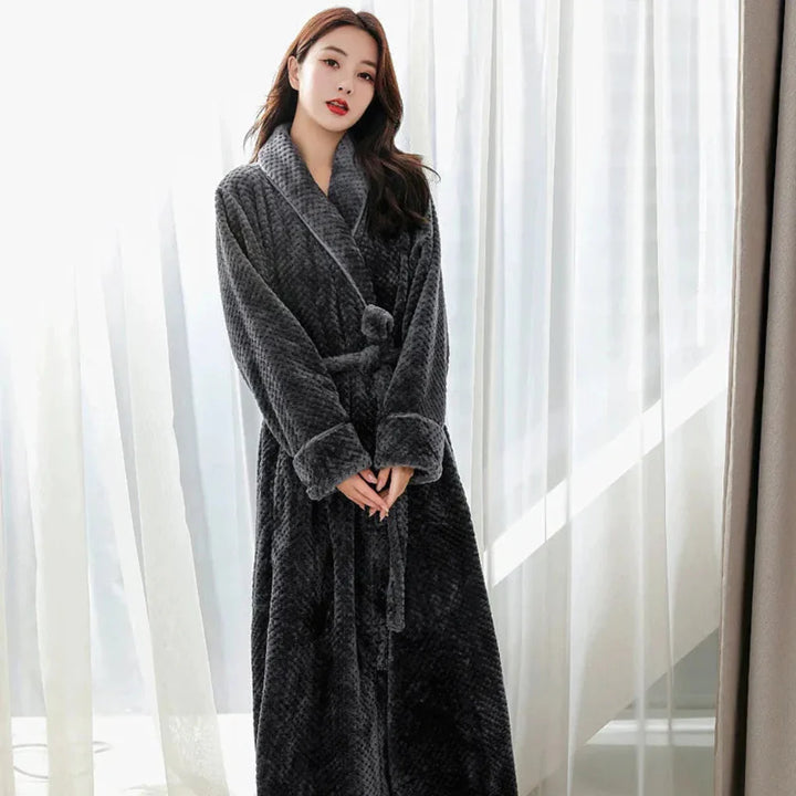 Plüsch-Bademantel mit Kapuze für Damen