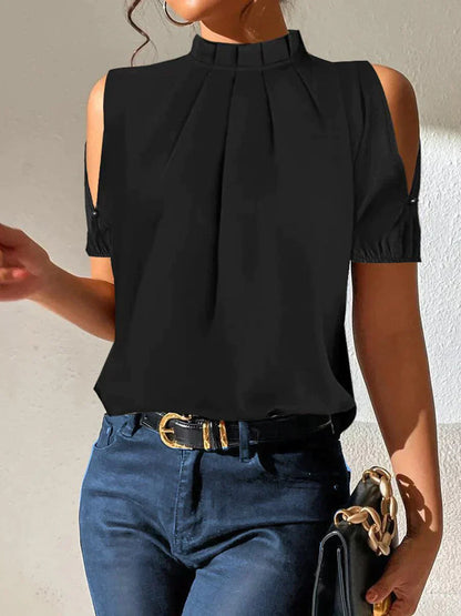 Damen Sommerbluse mit kurzen Ärmeln und Schulter Cut-Outs