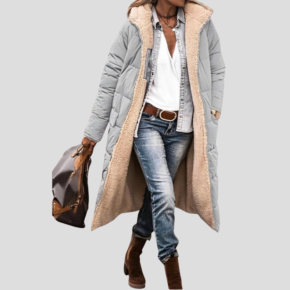 Langer, wendbarer Wintermantel für Damen