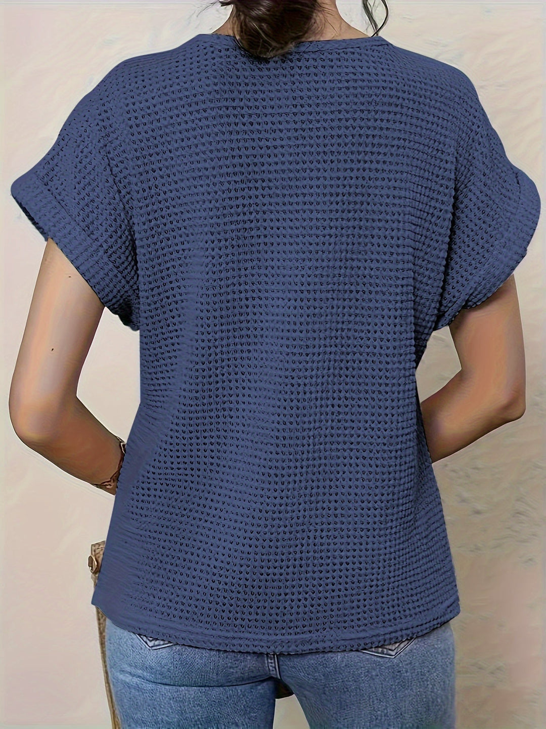 Damen Sommerbluse mit Rundhalsausschnitt und Spitzenbesatz