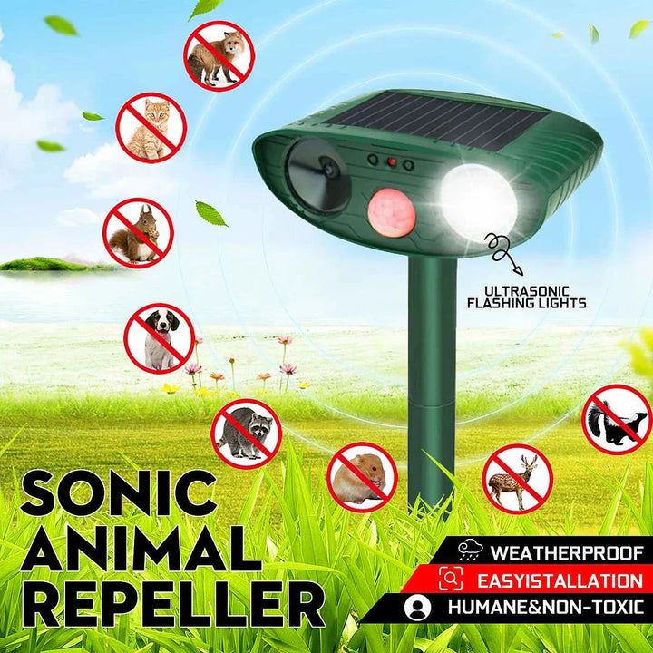 Bewegungsaktivierter solarbetriebener Ultraschall-Tiervertreiber