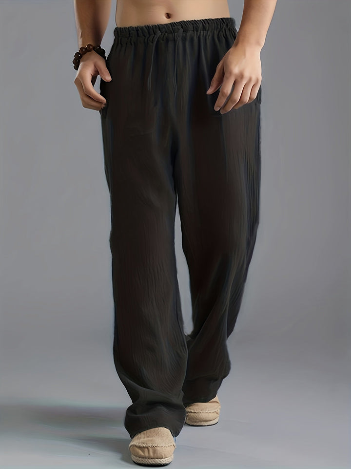 Herren Leinenhose mit elastischem Bund und Taschen für den Sommer