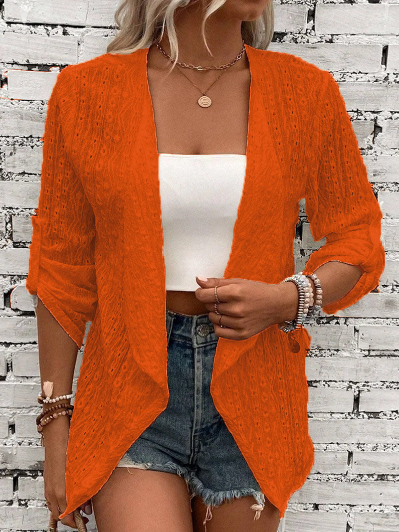 Damen-Strickjacke mit Häkelfront und lockerer Passform