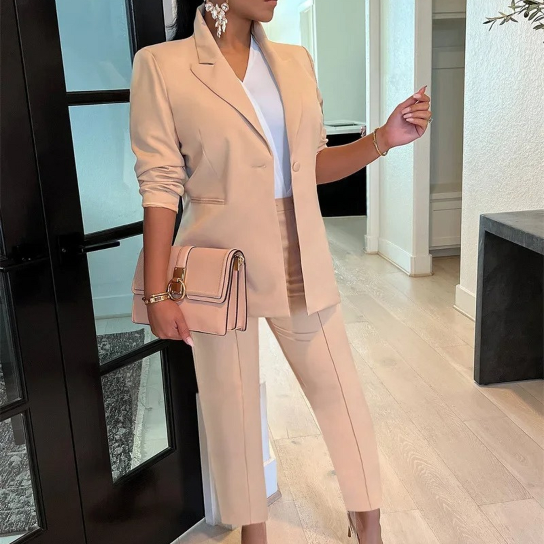 Damen Blazer und Hosen Set mit einem Knopf