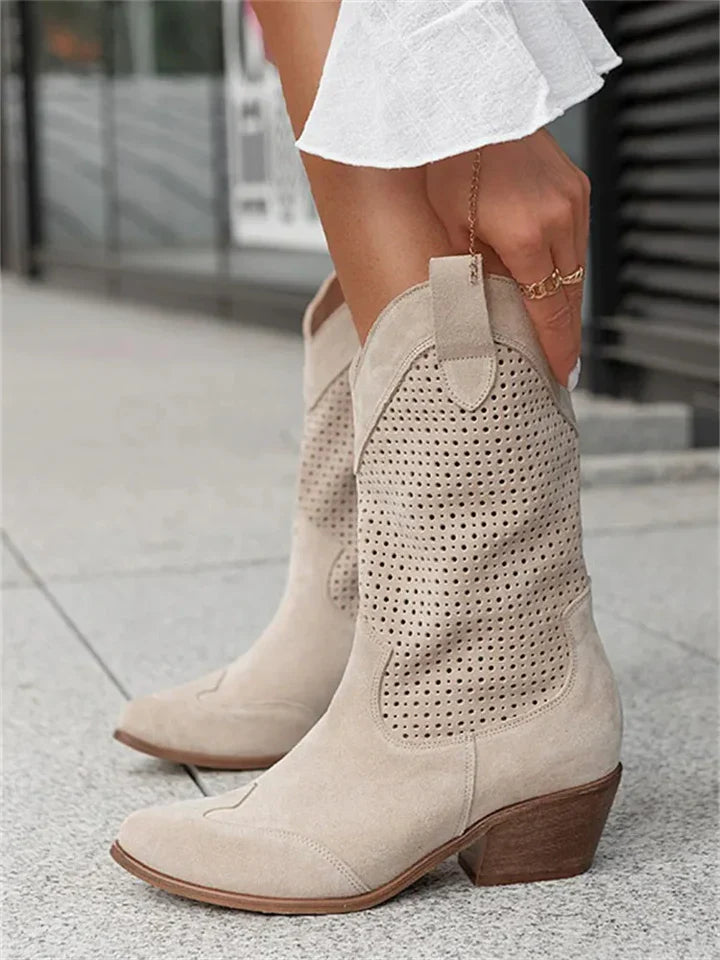 Western-Cowboystiefel mit niedrigem Absatz und mittelhohem Schaft