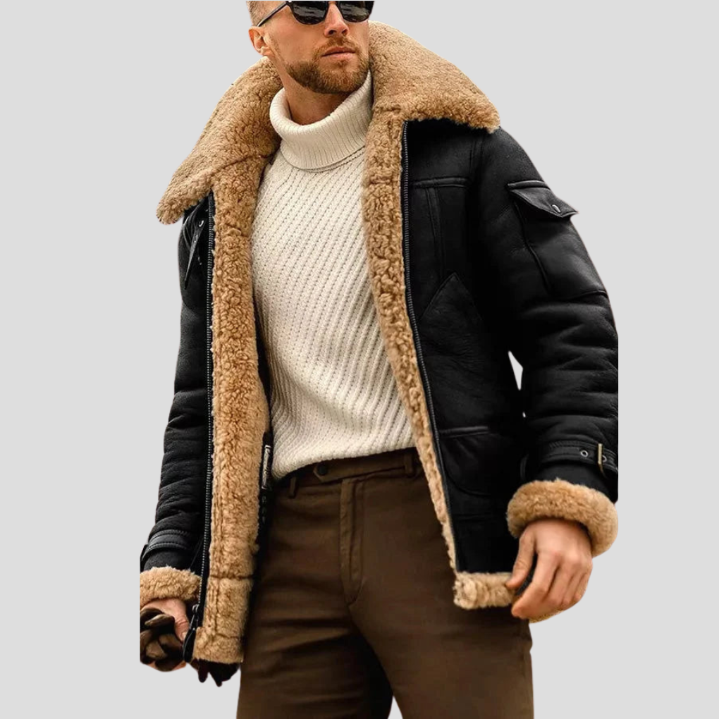 Herren-Bikerjacke in Kamelfarbe