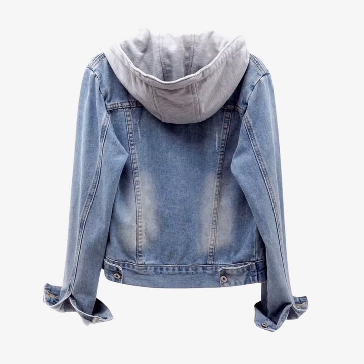 Stilvolle, kurze Jeansjacke mit Kapuze für Damen