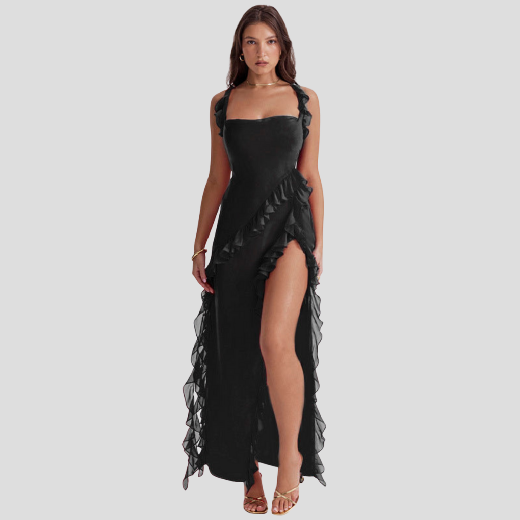 Melantha-Kleid mit Rüschendetails und verstellbaren Trägern