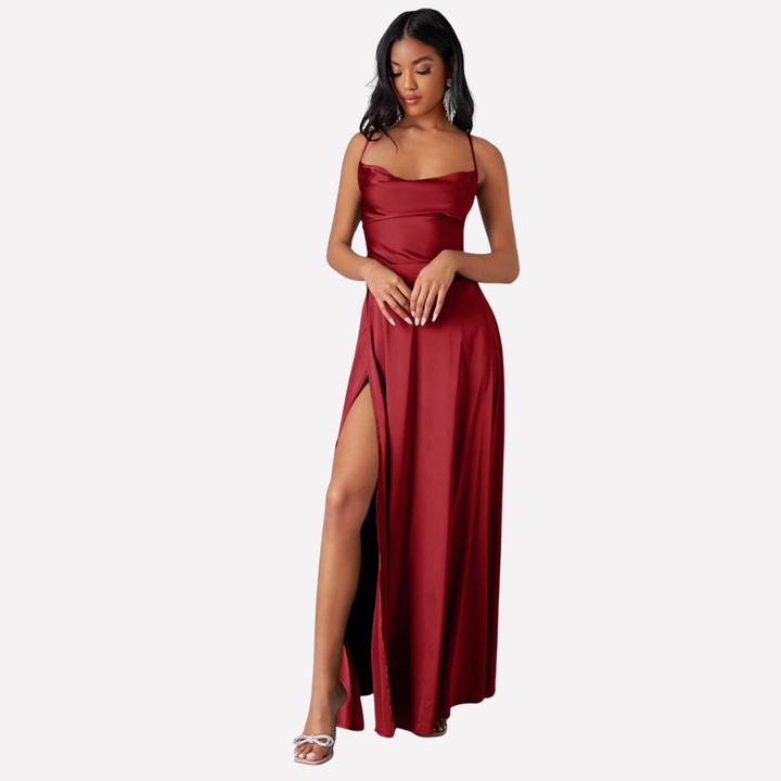 Damen Rückenfreies Maxi-Kleid mit Hohem Seitenschlitz
