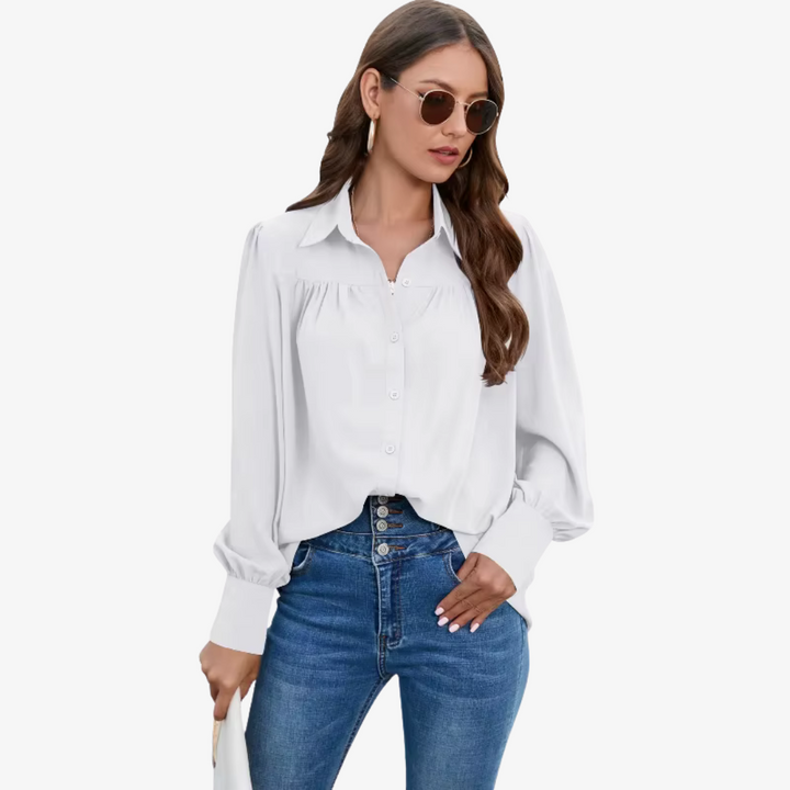Elegante Chiffonbluse mit Laternenärmeln