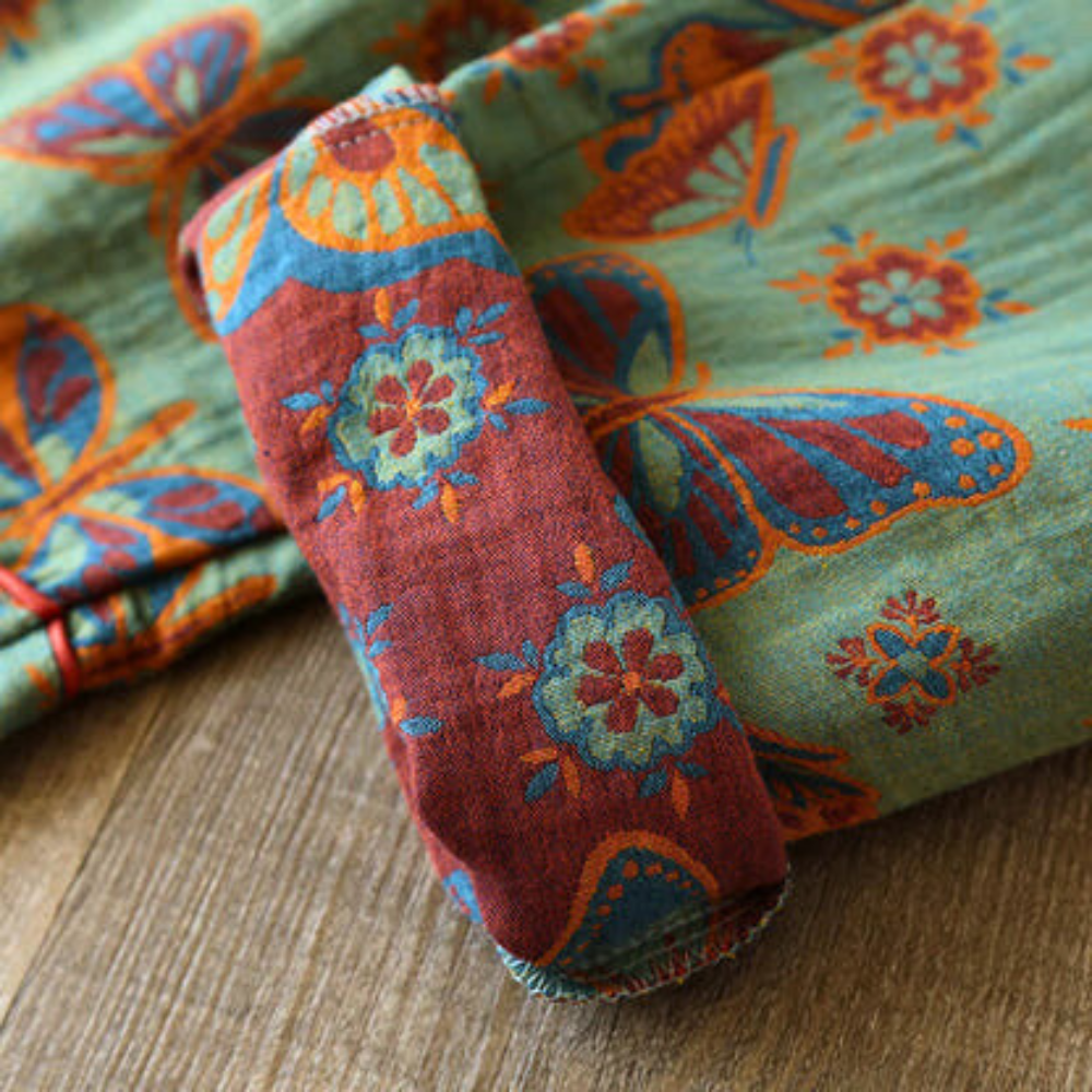 2-teilige Baumwoll-Loungewear mit Schmetterlingsprint