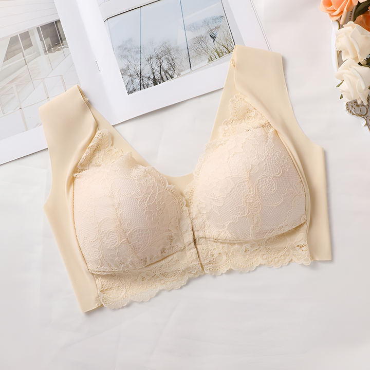 Women's bras with front closure and lace details