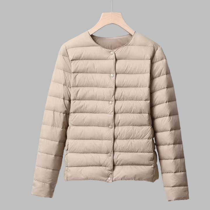 Kragenlose, tragbare Daunenjacke für Frühling und Winter