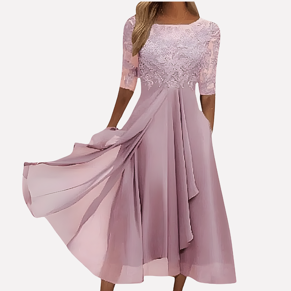 Damen florales Chiffon-Abendkleid mit Spitze