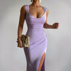 Ärmelloses Damen-Maxikleid mit hohem Schlitz für den Sommer