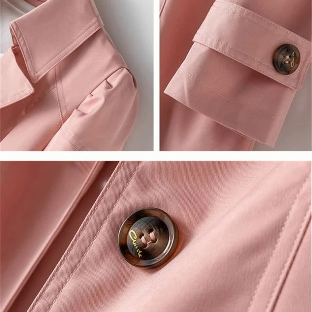 Damen Trenchcoat mit langen Ärmeln und Knopfverschluss