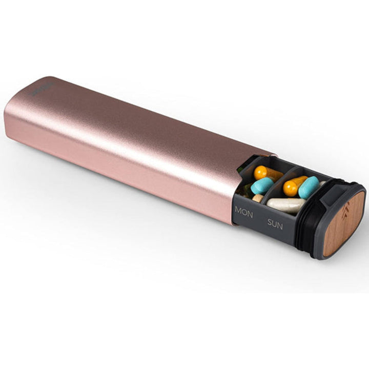 7-Tage-Pillendose – Stilvoller Organizer aus Aluminium und Holz