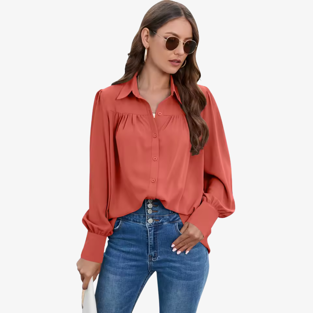 Elegante Chiffonbluse mit Laternenärmeln