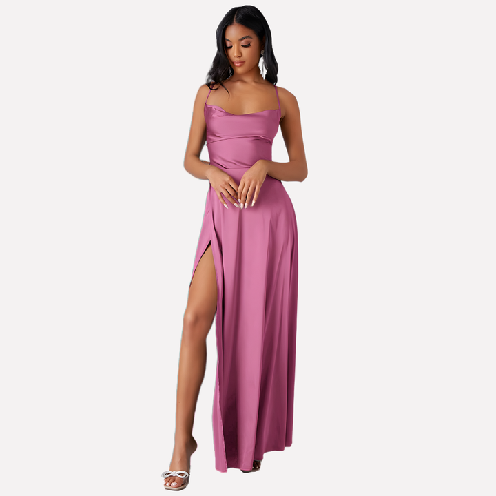 Damen Rückenfreies Maxi-Kleid mit Hohem Seitenschlitz