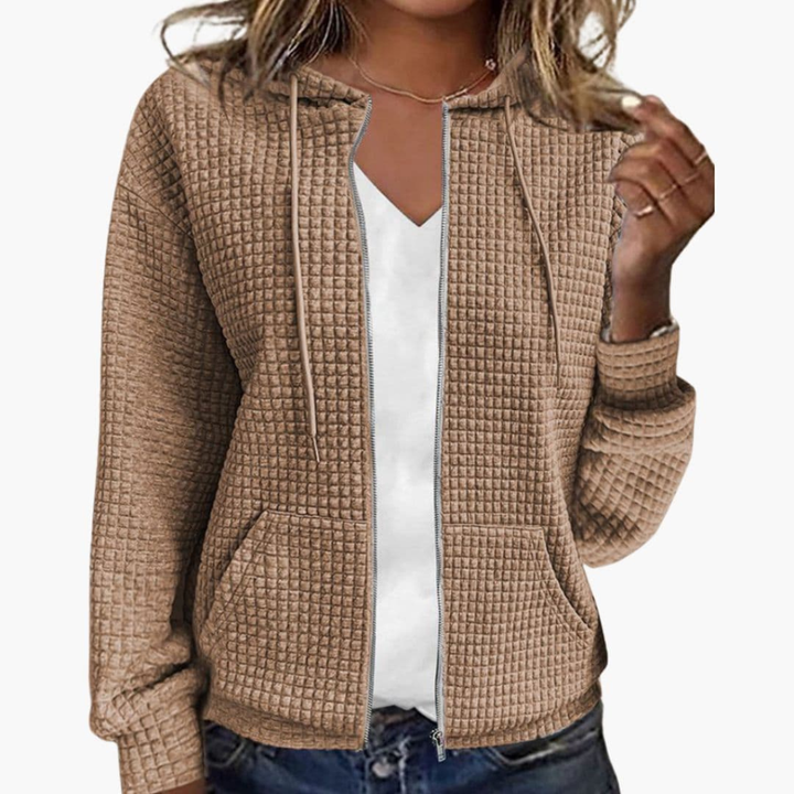 Damen Zip-Up Hoodie mit verstellbarem Kapuzenzug