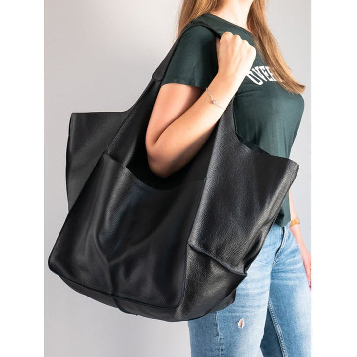 Übergroße Vintage-Umhängetasche aus Leder für Damen
