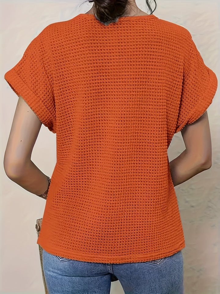 Damen Sommerbluse mit Rundhalsausschnitt und Spitzenbesatz