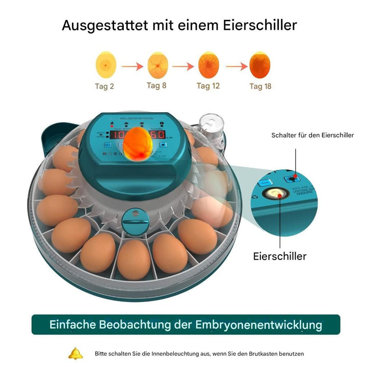 15-Eier-Brutkasten mit automatischer Feuchtigkeitsregelung
