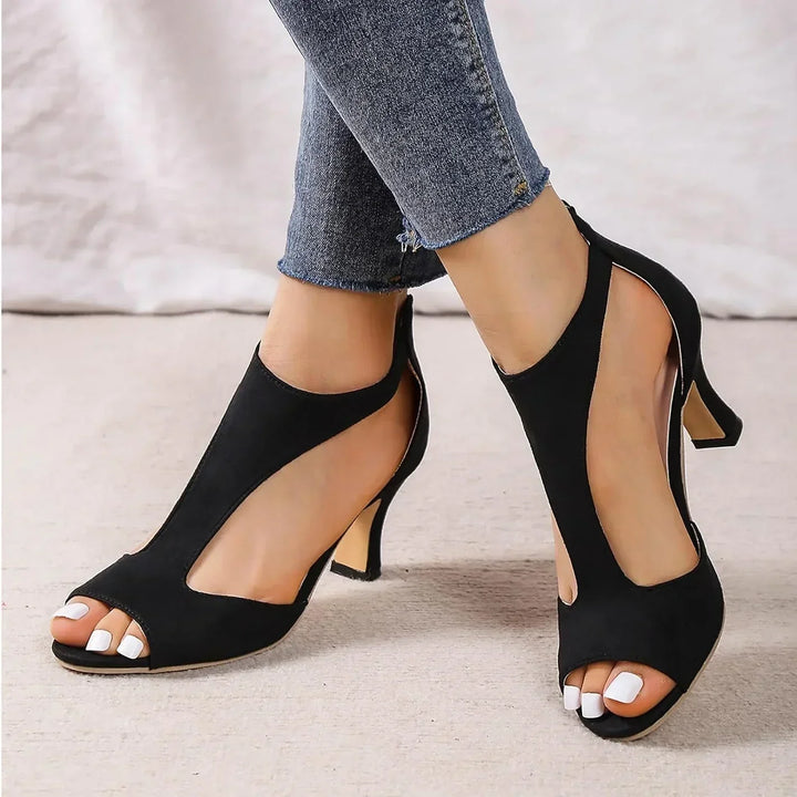 Damen Sommerschuhe mit Absatz und Cut-out-Design
